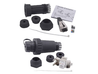 Elbac Kit RJ45 Outdoor – Cat6A IP68 Toolless Connector Set, Mannelijk + Vrouwelijk Keystone