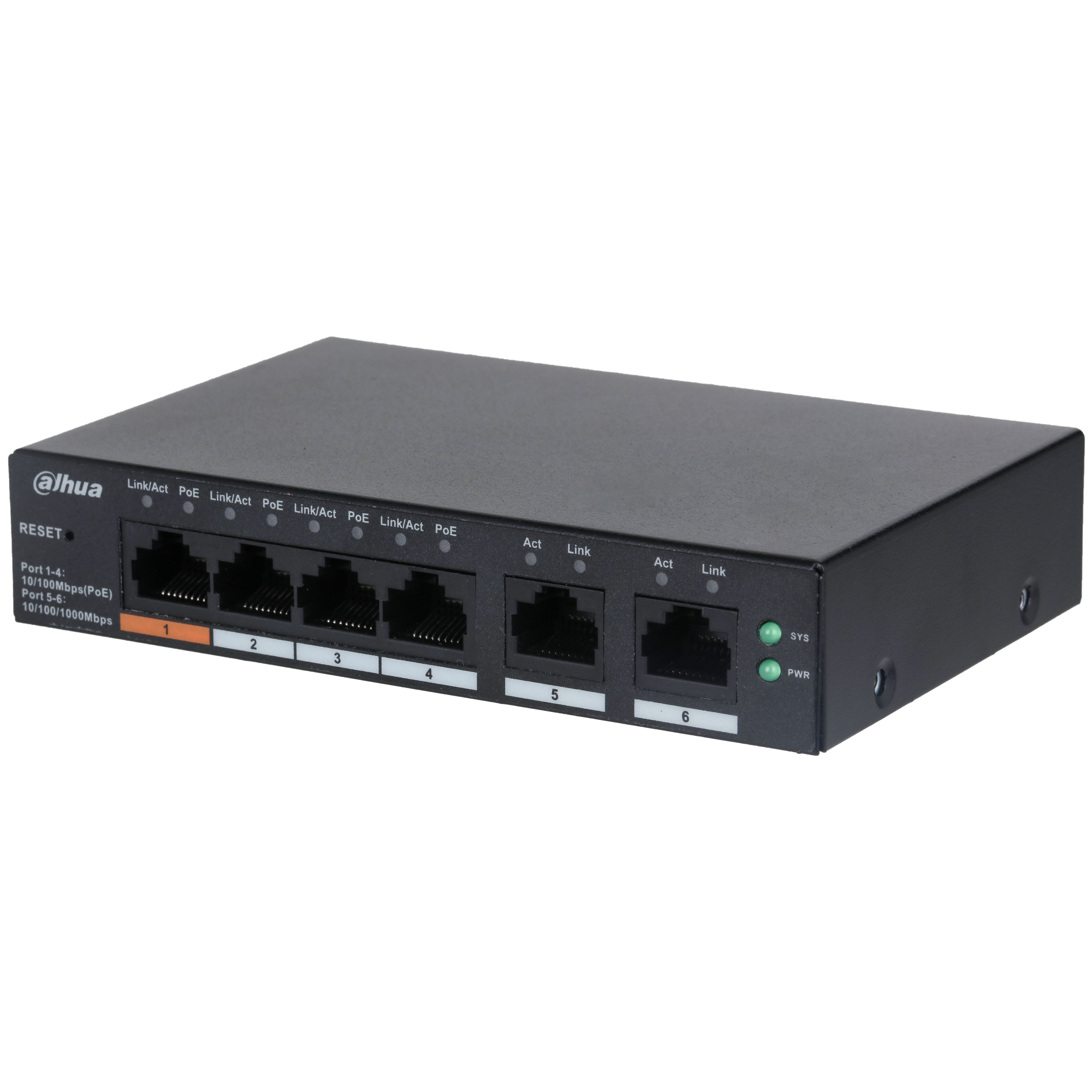 Dahua DH-CS4006-4GT-60 – 6-Poorts Gigabit Cloud Managed PoE Switch (4× PoE, 2× Uplink)