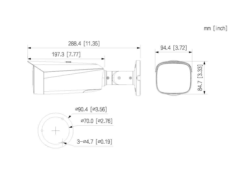 Dahua IPC-HFW3849T1P-AS-PV-0280B-S5 Zwart/Wit– 8MP Full-color AI Bullet Camera met Actieve Afschrikking