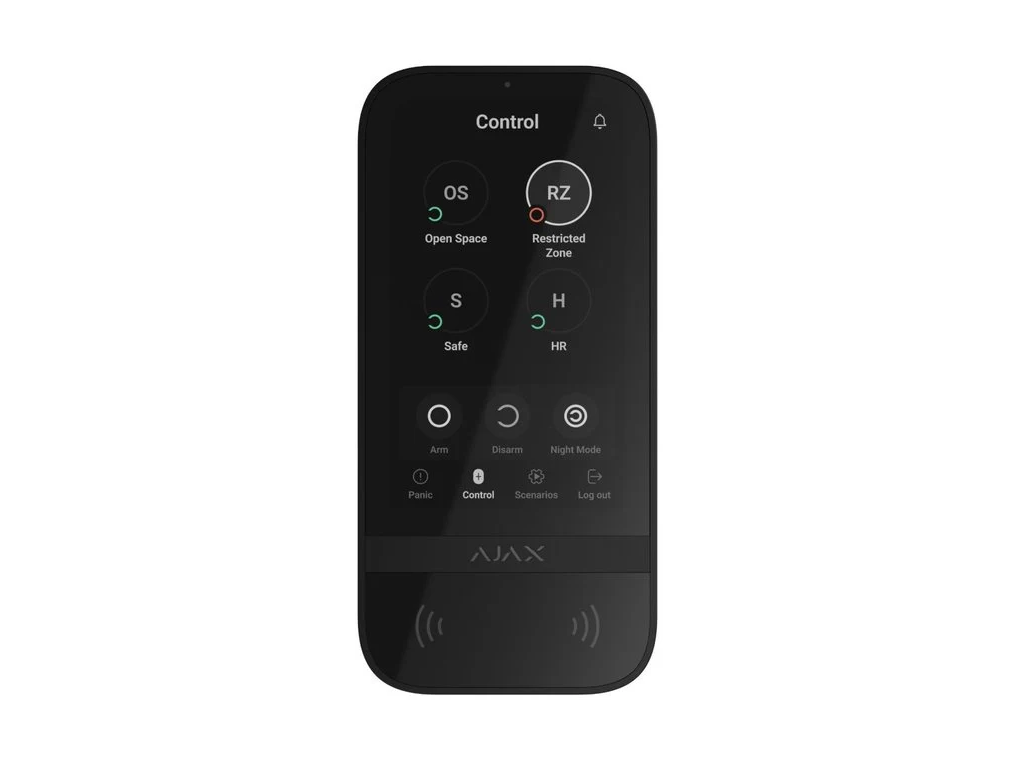 Ajax KeyPad Touch – Draadloos touchscreen bedieningspaneel met RFID-lezer en slimme activering
