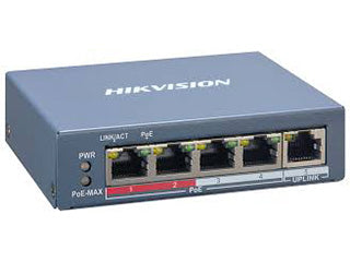 HIK DS-3E1105P-EI – 4-Poorts Smart Managed PoE Switch, 4× 100 Mbps PoE RJ45 Poorten, 1× 100 Mbps Uplink, 60W PoE Budget