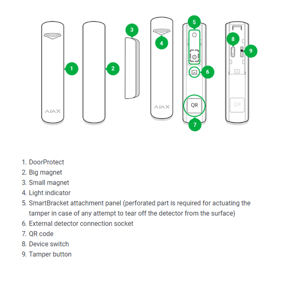 Ajax DoorProtect Plus – Draadloos openingscontact met geïntegreerde schok- en tiltsensor