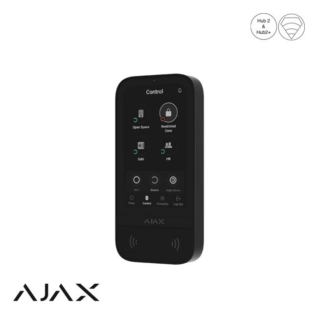 Ajax KeyPad Touch – Draadloos touchscreen bedieningspaneel met RFID-lezer en slimme activering