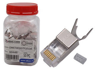 Elbac 940545-K05 – RJ45 Connector FTP Cat6, 50 Stuks per Doos, Voor Afgeschermde Kabels met Geïsoleerde Draden