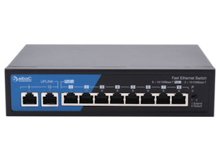 Elbac S40812-01-B0 – 10-Poort 10/100 Mbps PoE Netwerkswitch met 120W PoE Budget en Extend Mode